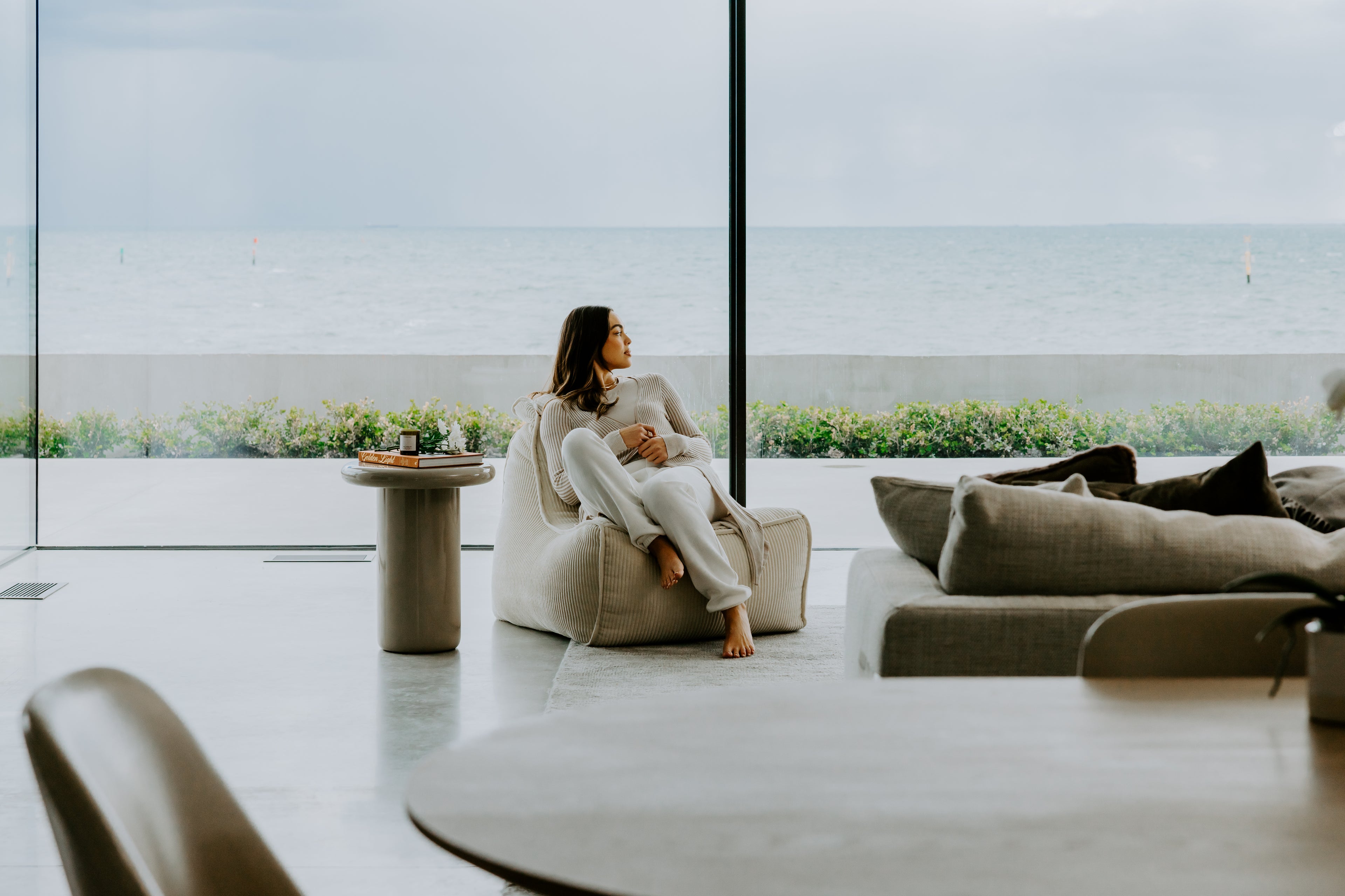 ambient lounge calmera bean bag in oatmeal