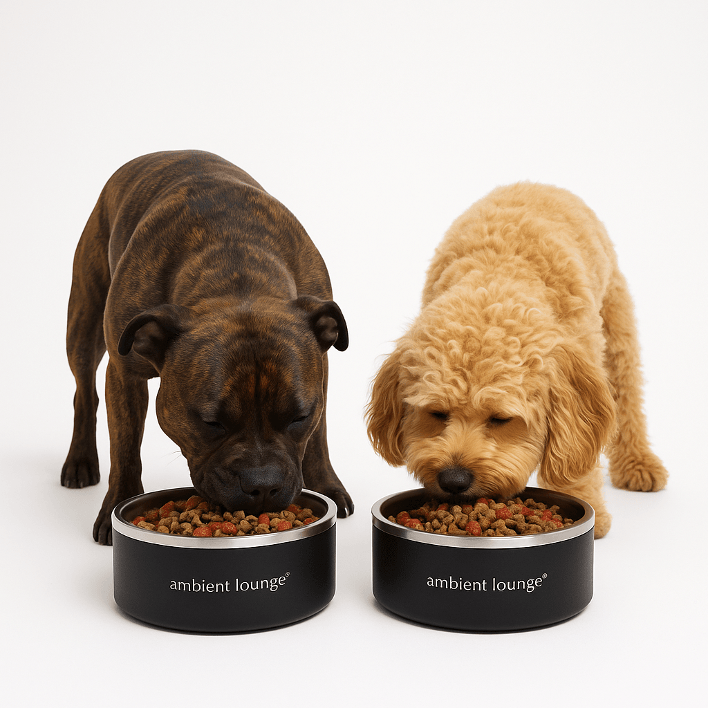 1L Double-Wall Stainless Steel Food & Water Dog Bowl (Set of 2)