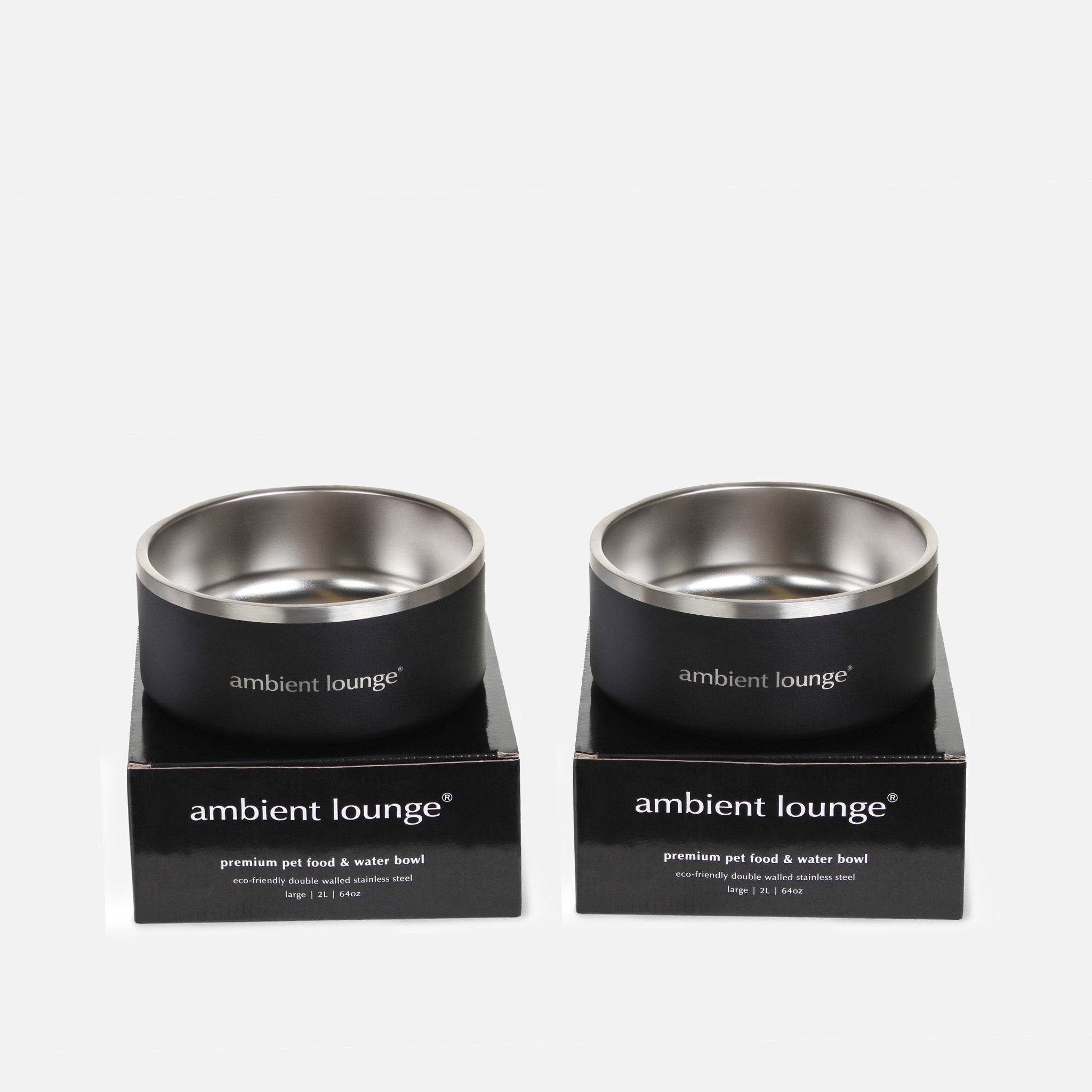 2L Double-Wall Stainless Steel Food & Water Dog Bowl (Set of 2)