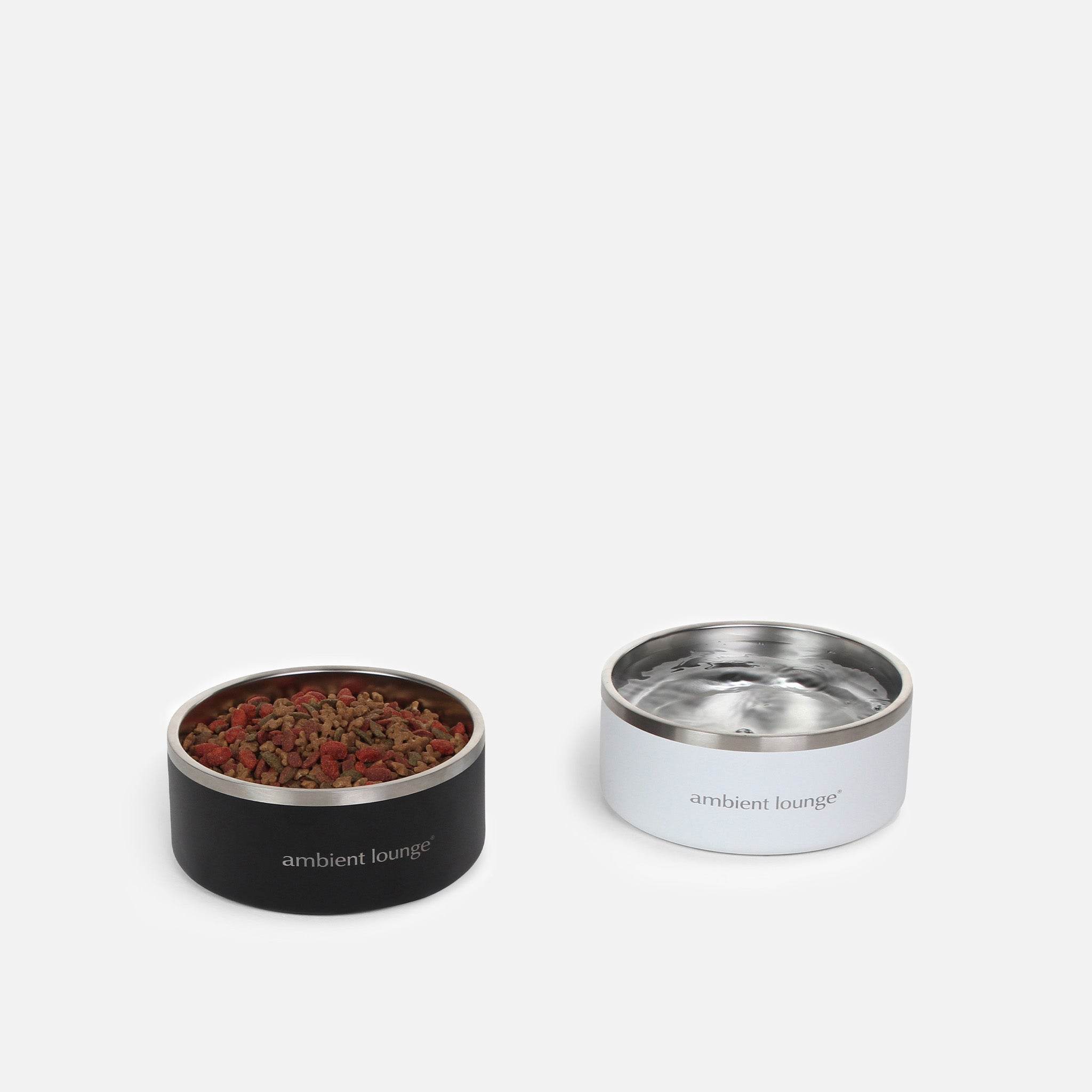 2L Double-Wall Stainless Steel Food & Water Dog Bowl (Set of 2)