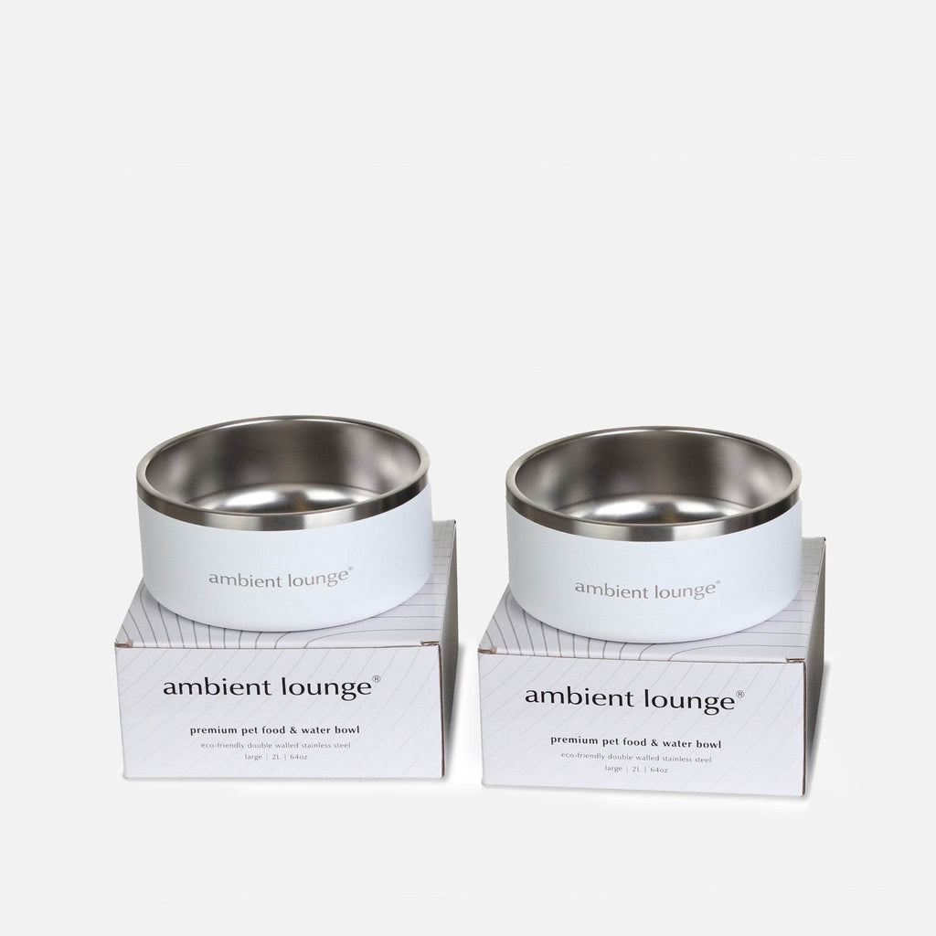2L Double-Wall Stainless Steel Food & Water Dog Bowl (Set of 2)