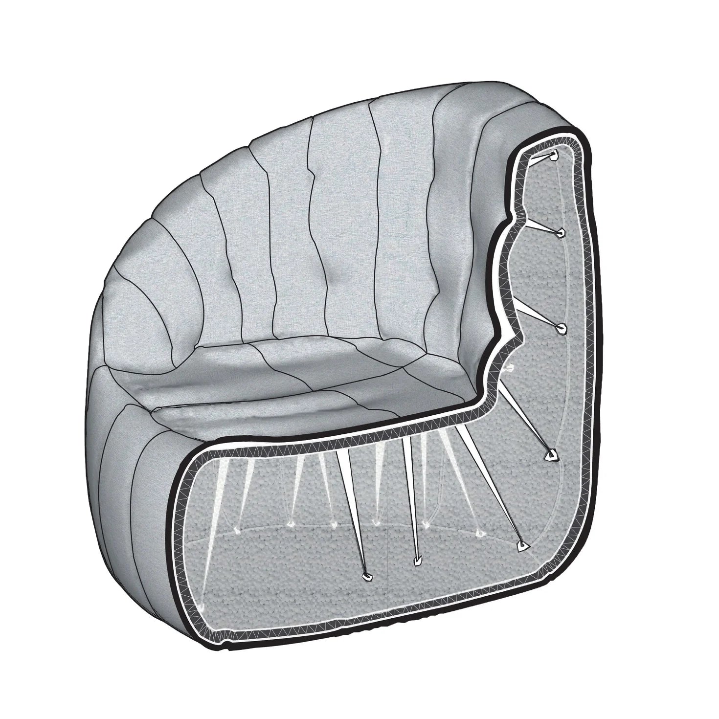 Structured bean bag chair holding its shape in an Australian living room