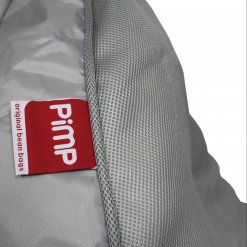 Air mesh bean bag set in shady grey pimp logo closeup