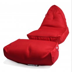 Air mesh bean bag in street cred red front angle with model