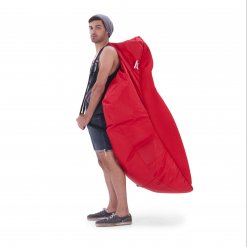 Air mesh bean bag in street cred red carried side view