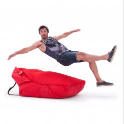 Air mesh bean bag in street cred red with model jumping