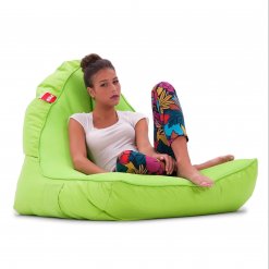 Air Mesh bean bag set in wild lime 34 view with model