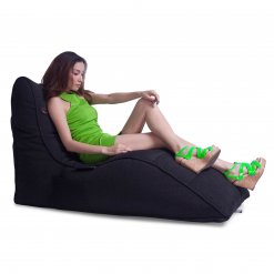 black sapphire avatar lounger bean bag side view with model