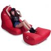 Bonded PU Leather bean bag set in totally well red