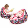 Baby bean bag in Disco Candy colour with two models