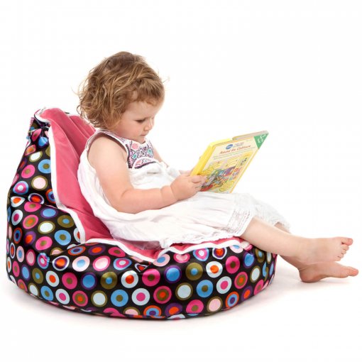 Baby bean bag in Disco Candy colour side view