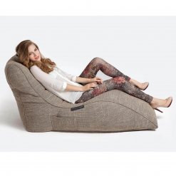 eco weave avatar lounger bean bag side view with model