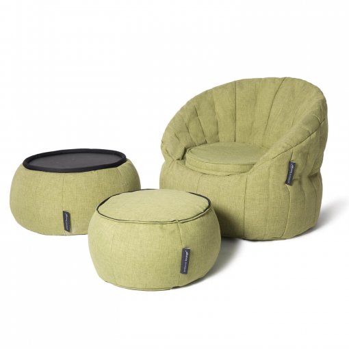 lime citrus butterfly sofa bean bag wiht versa table and ottoman