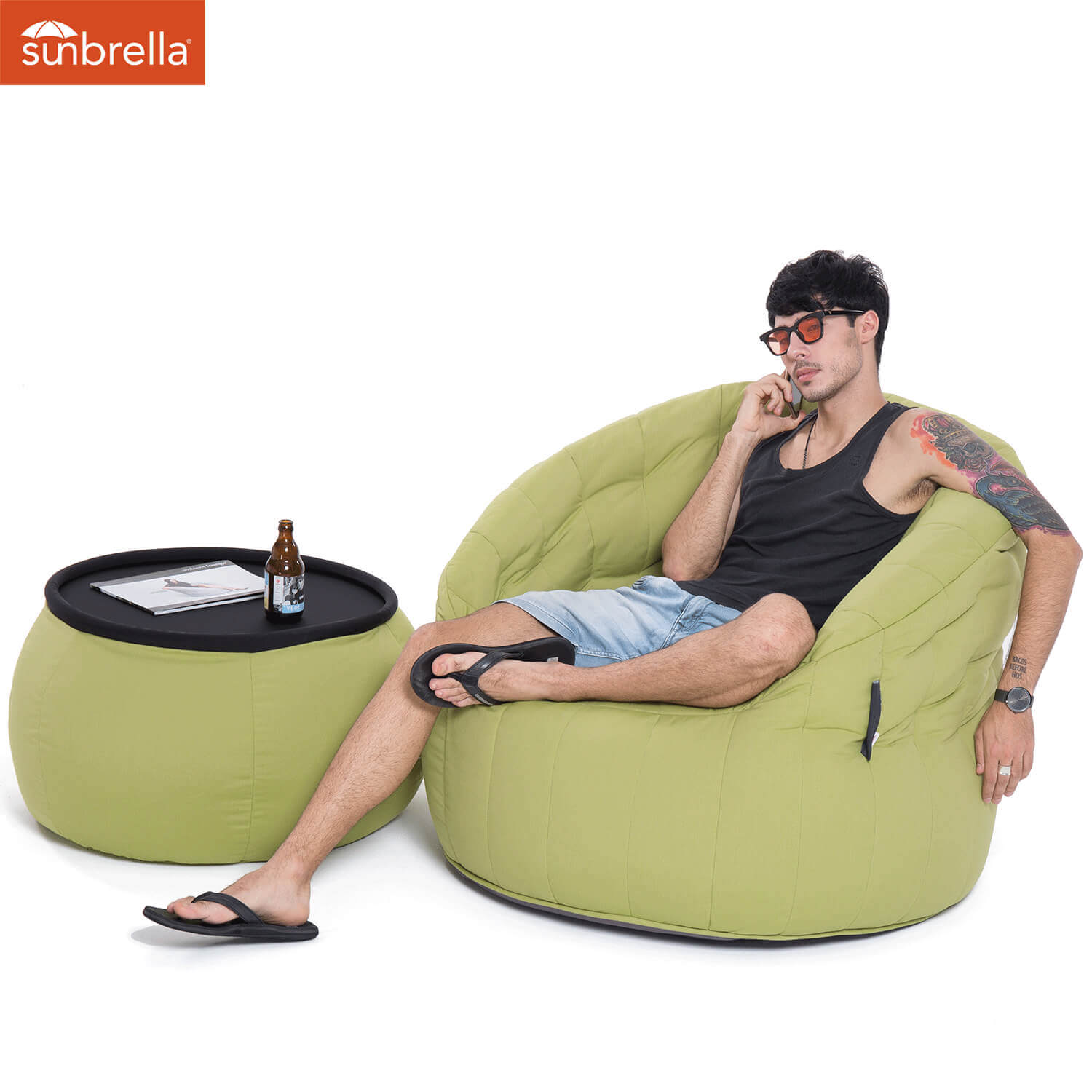 limespa versa table bean bag with butterfly