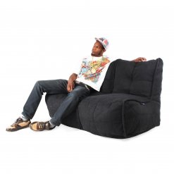Twin couch bean bag sofa in black sapphire with model