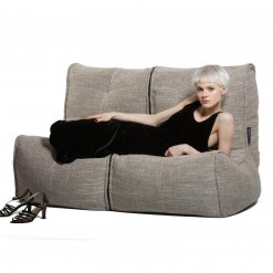 Twin couch bean bag sofa in ecoweave with model