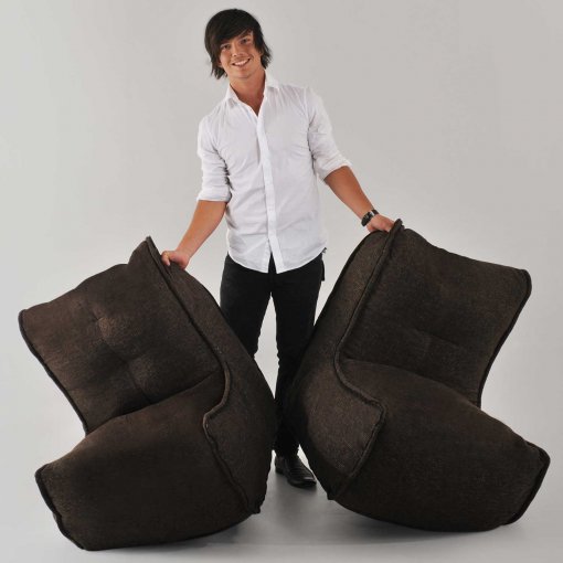 Twin couch bean bag sofa in hot chocolate split in two