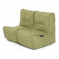 Twin couch bean bag sofa in citrus lime fabric 3/4 view