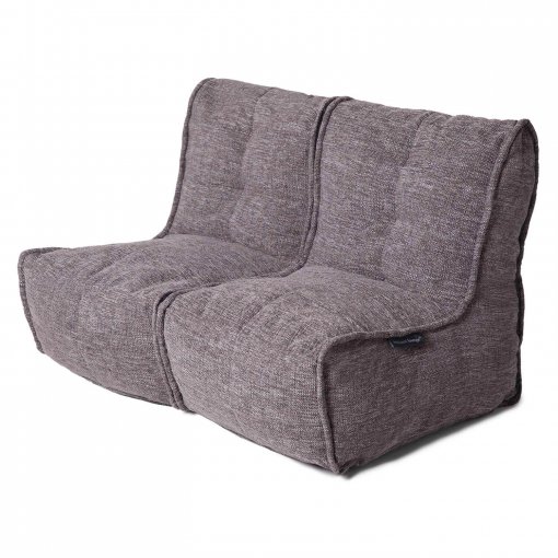 Twin couch in luscious grey fabric 34 view