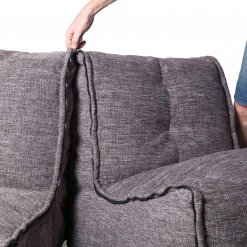 Twin couch in luscious grey fabric zipping together