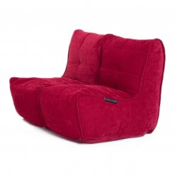 Twin couch bean bag sofa in wildberry red fabric