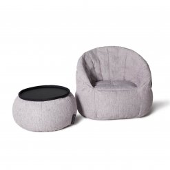 Versa table designer bean bag table in tundra spring fabric with butterfly sofa