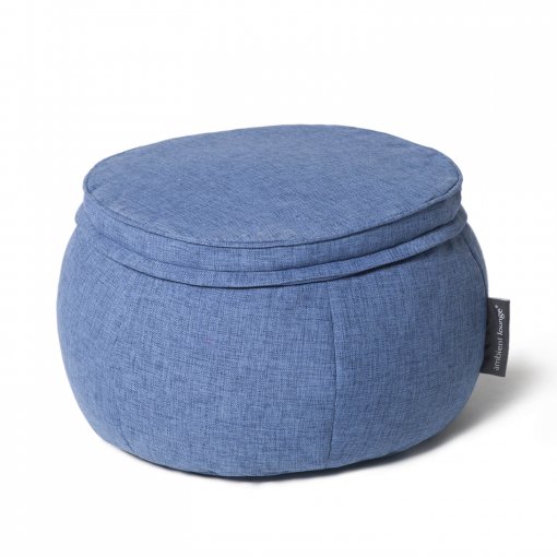 Wing ottoman in blue jazz fabric