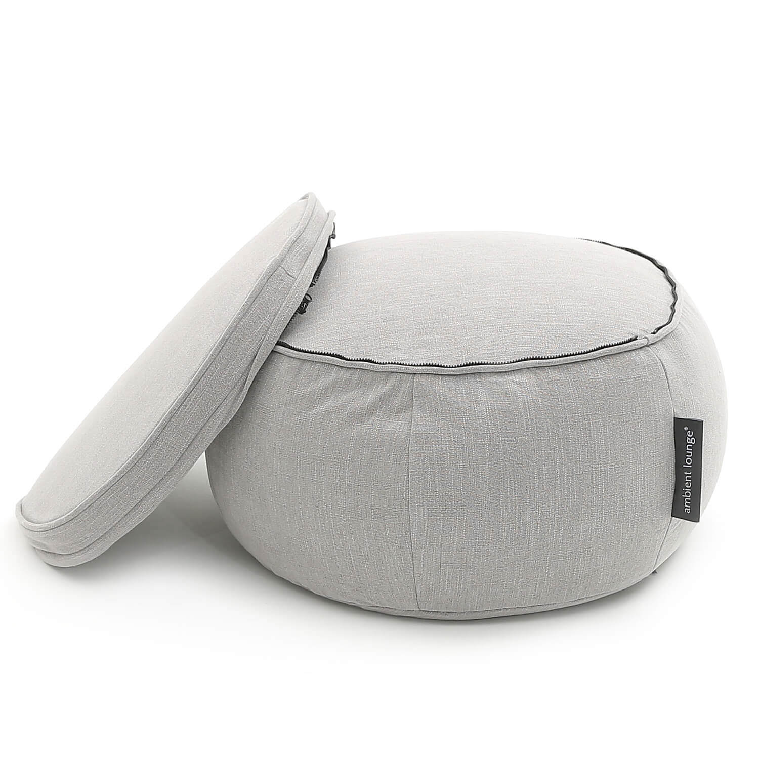 Wing ottoman bean bag in Keystone Grey with cushion unzipped