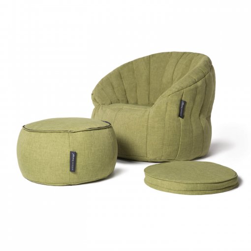 Wing ottoman in lime citrus with butterfly sofa