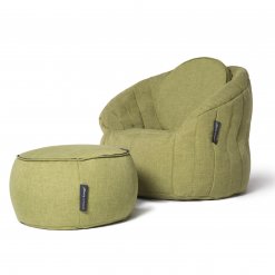 Wing ottoman as back cushion in lime citrus with butterfly sofa
