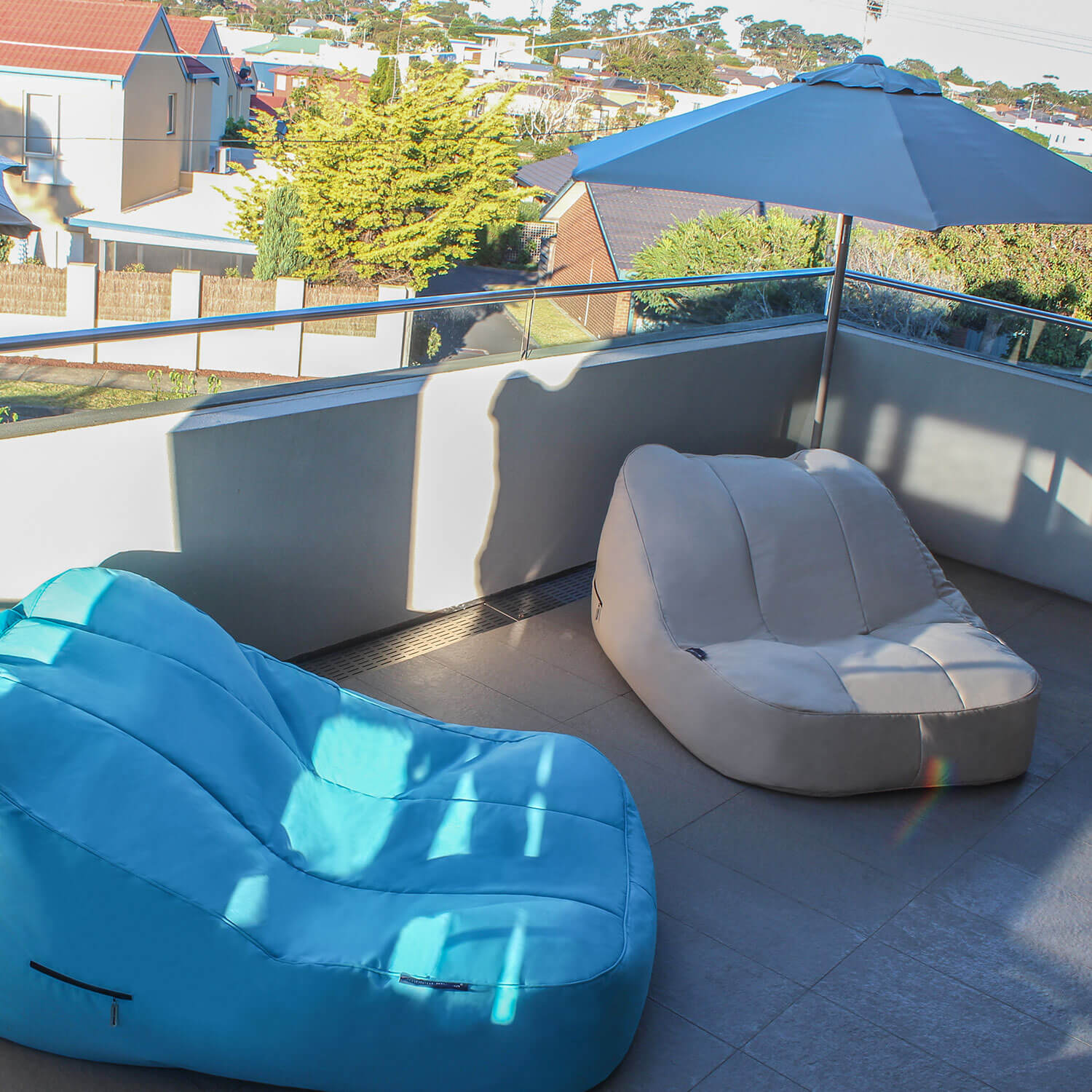 yacht club cream and blue sky eclipse satellite twin bean bags
