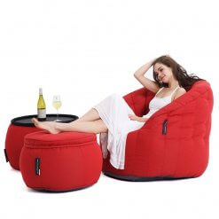 Contemporary Beanbag Lounge Set in Red