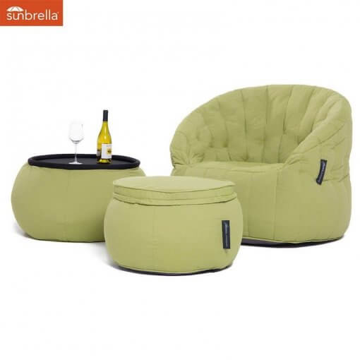 Contemporary Beanbag Lounge Set in Lime Green
